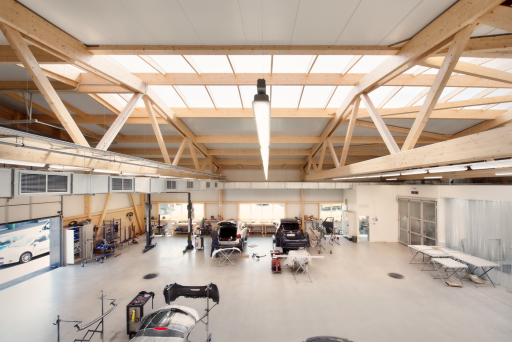 Gewerbehalle Fachwerkbinder aus Holz