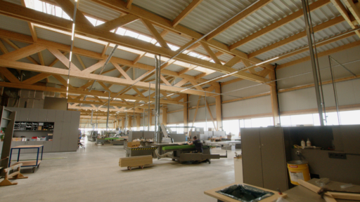 Holzhalle Fellner Produktion Innenansicht